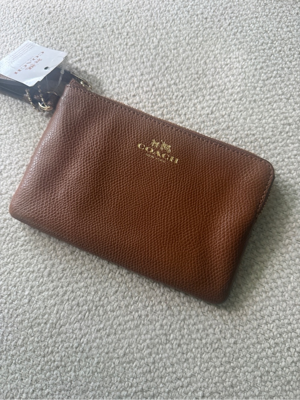 Coach Brown Leather Wristlet NWT